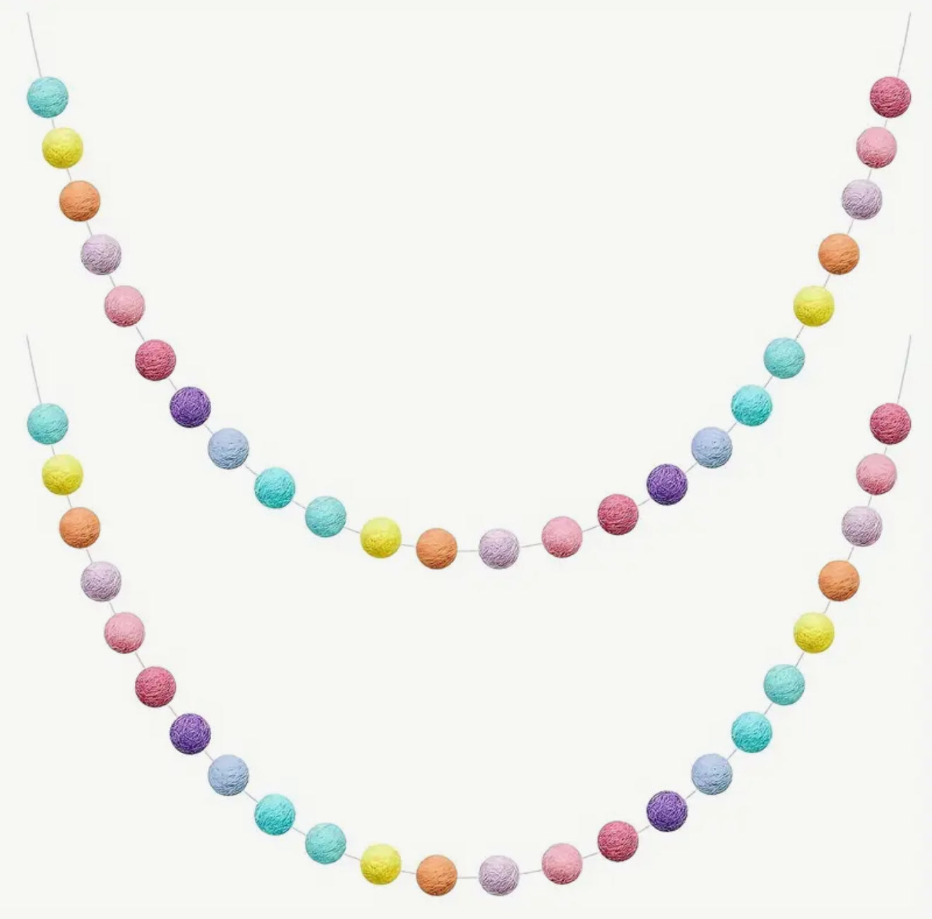2 x Reusable Fabric Pom Pom Garlands