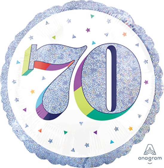 70th Birthday Foil Balloon Holographic
