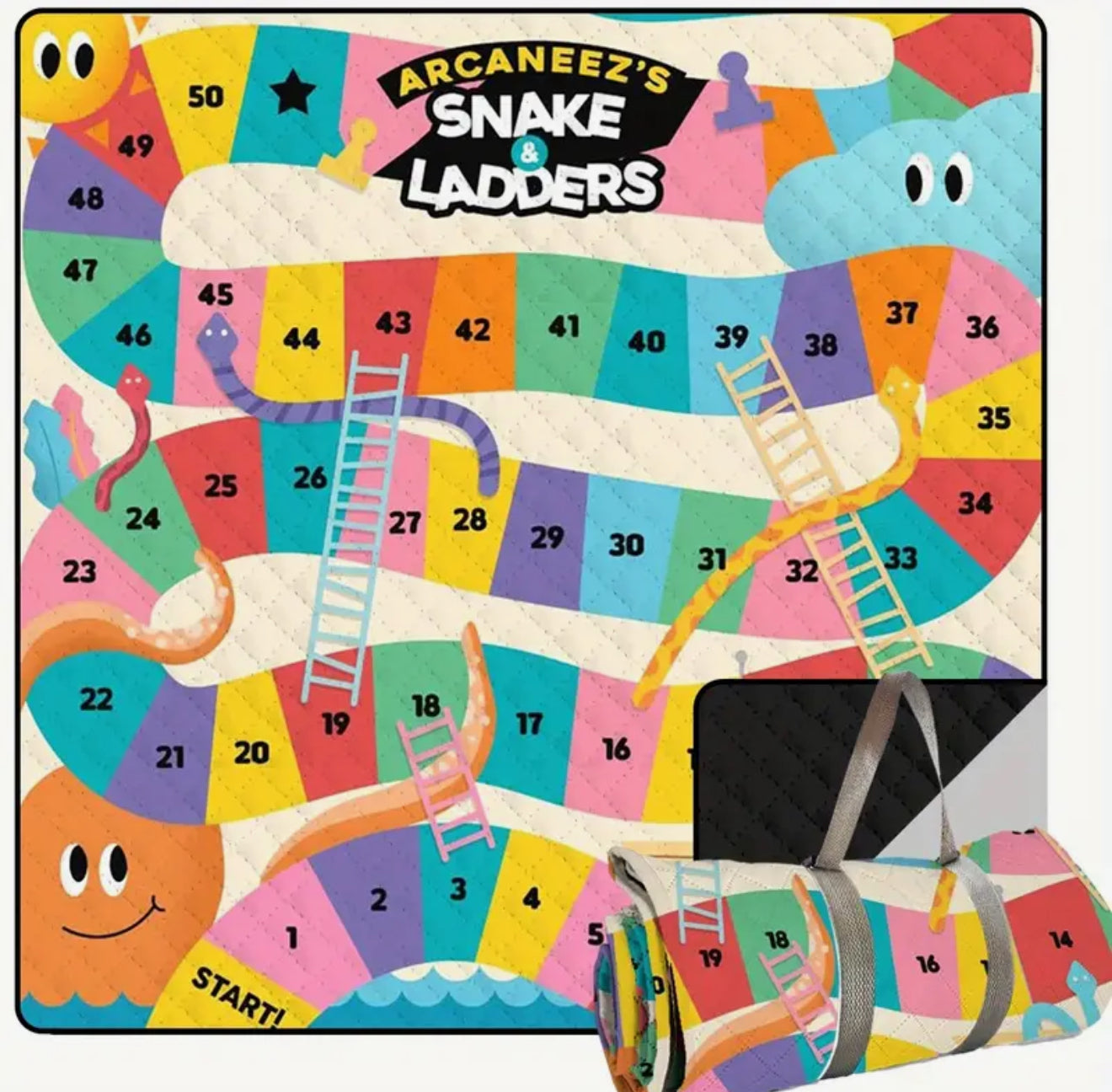Snakes and Ladders Picnic Rug Party Game