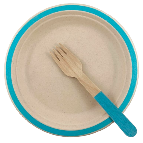 Light Blue Sugarcane Lunch Plates 18cm Coloured Pack of 10
