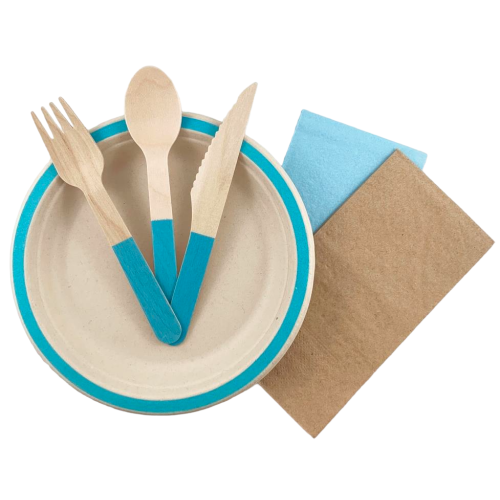 Light Blue Sugarcane Lunch Plates 18cm Coloured Pack of 10