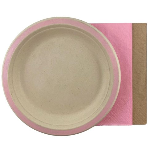 Napkins Lunch 1/8 fold Light Pink & Kraft Pack of 20