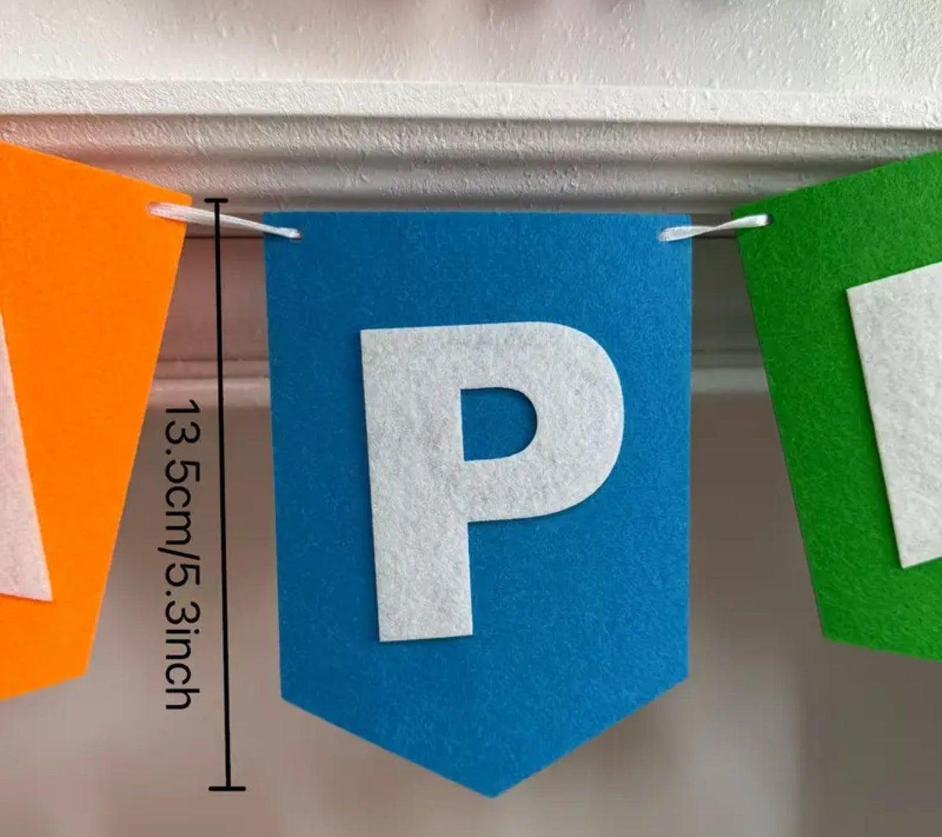 Happy Birthday Banner Decorations - Colourful Felt Triangle & Pom-Pom Garland with "HAPPY BIRTHDAY" Text