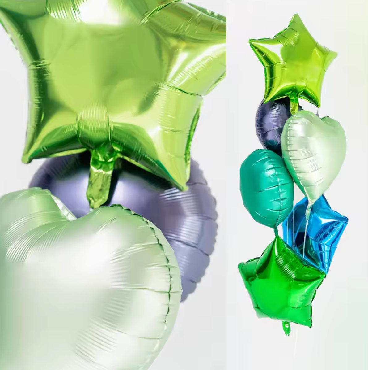Foil Balloon Bouquet - 6 x 18" Heart Star Circle Balloons | Party Decorations