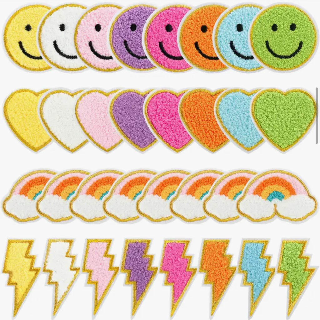 Iron on chenille patches 28 pack