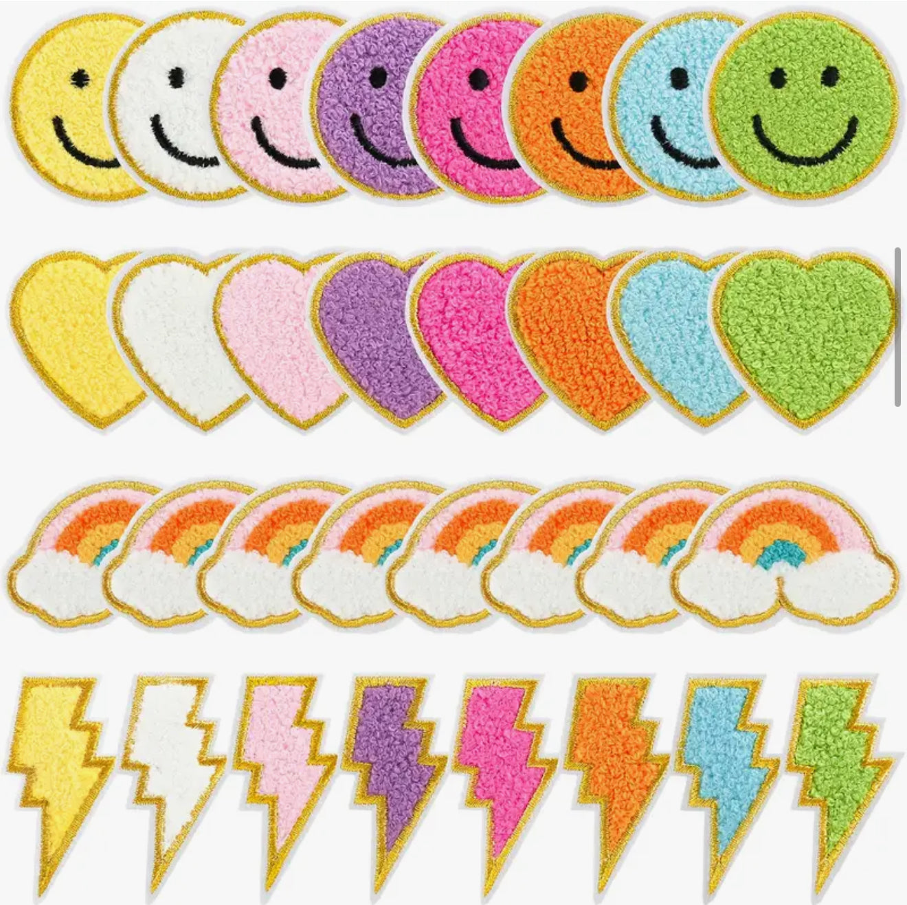 Iron on chenille patches 28 pack