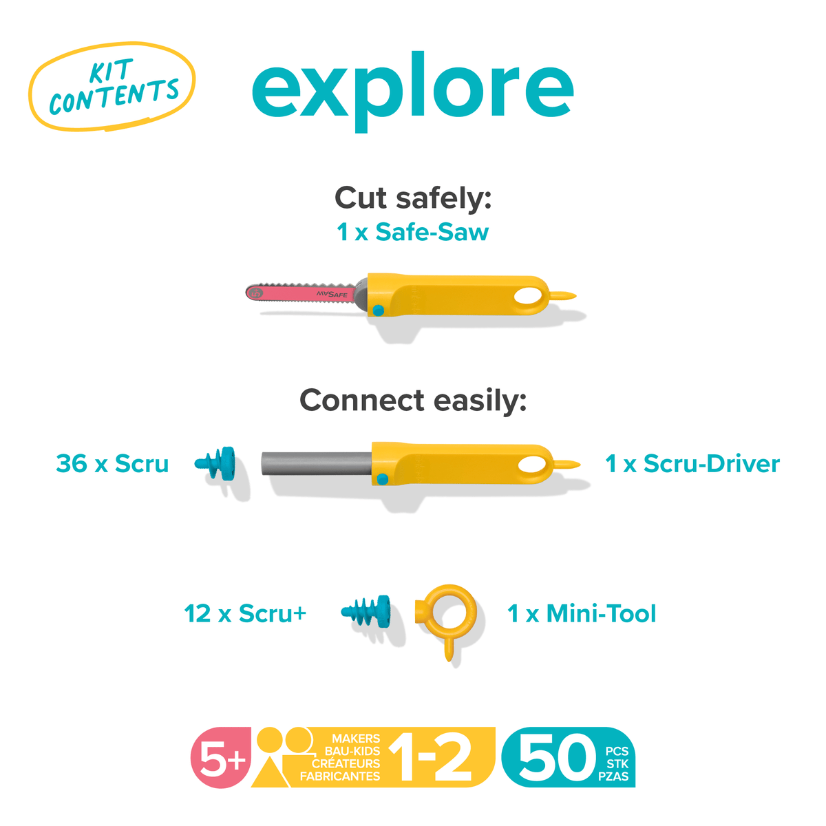 Makedo Australia - Explore Kit | Makedo Cardboard Construction for 1-2 Makers