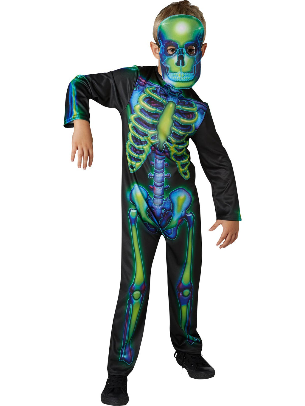 Neon Skeleton Glow In The Dark Costume, Child