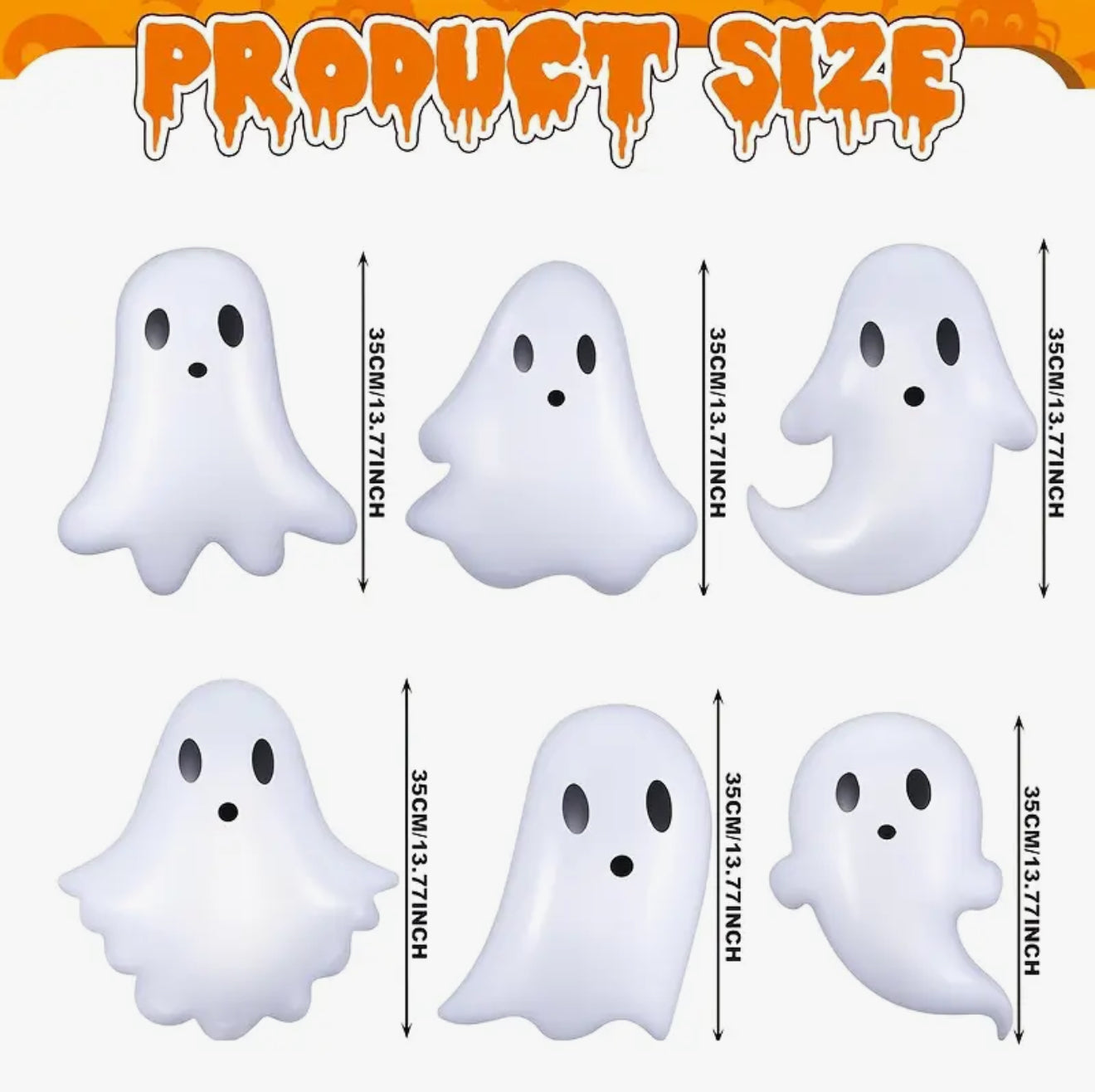 6 x Reusable Vinyl Hanging Ghost Balloons