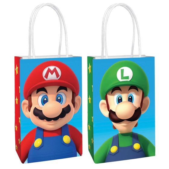 Super Mario Brother Paper Kraft Bags Pack of 8