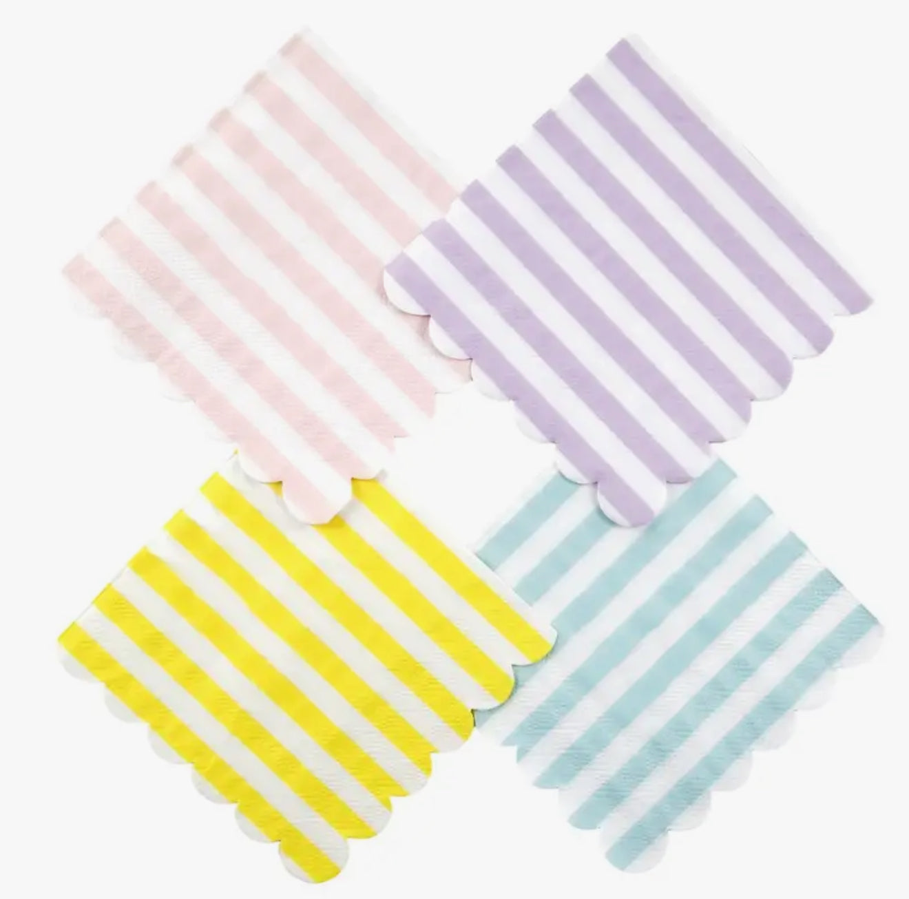 Striped Scalloped Paper Napkins Pack of 20