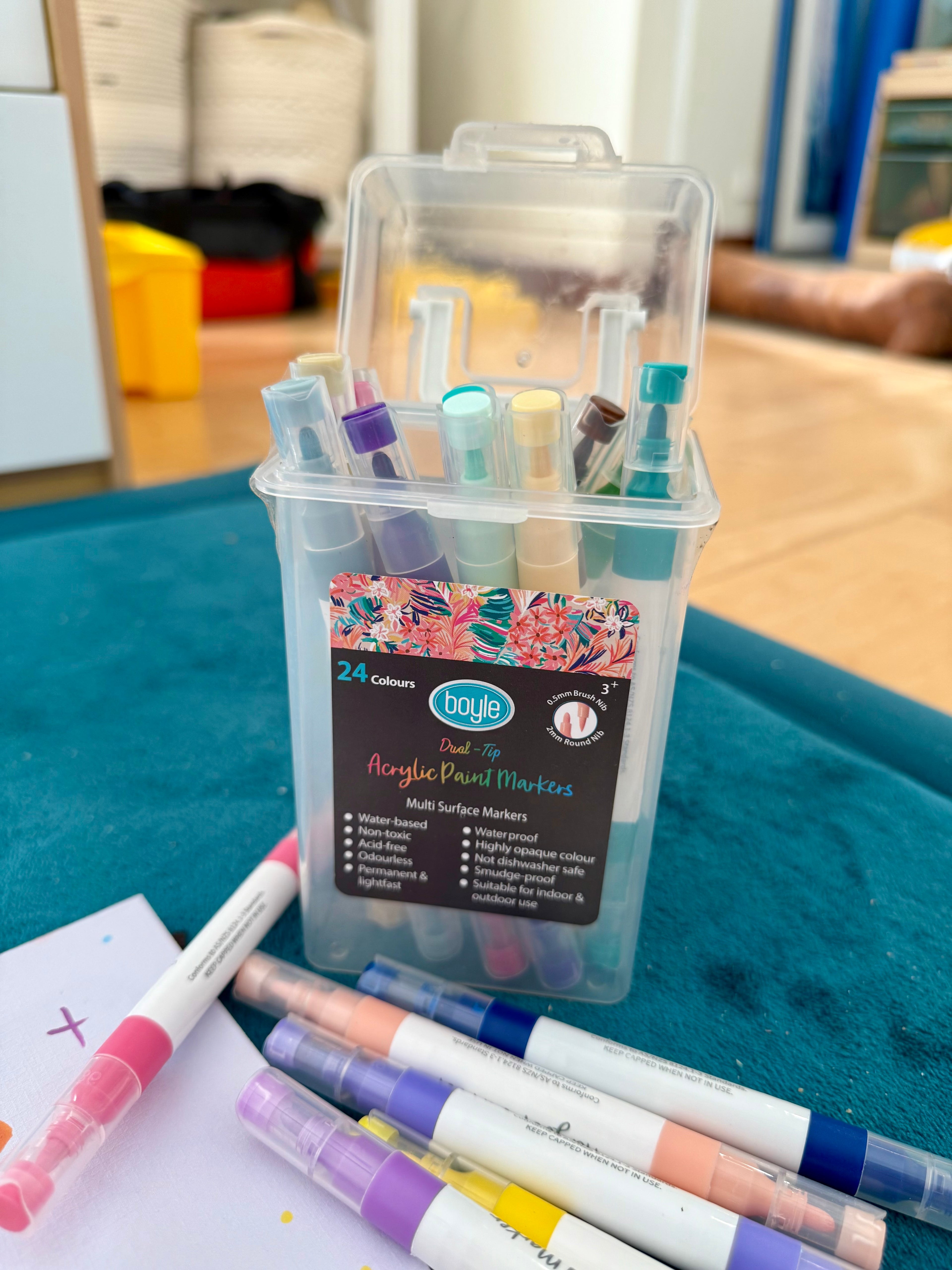 Acrylic Marker Dual Tip with Storage Case 24pk