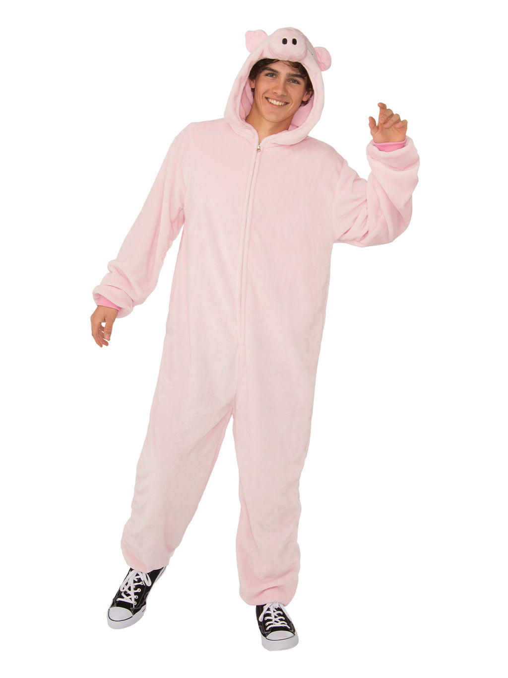 Pig Furry Hooded Onesie Costume, Adult