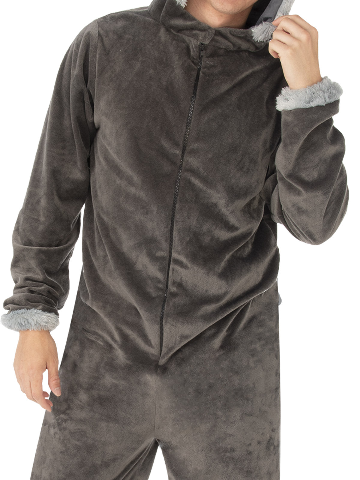 Wolf Hooded Onesie Costume, Adult