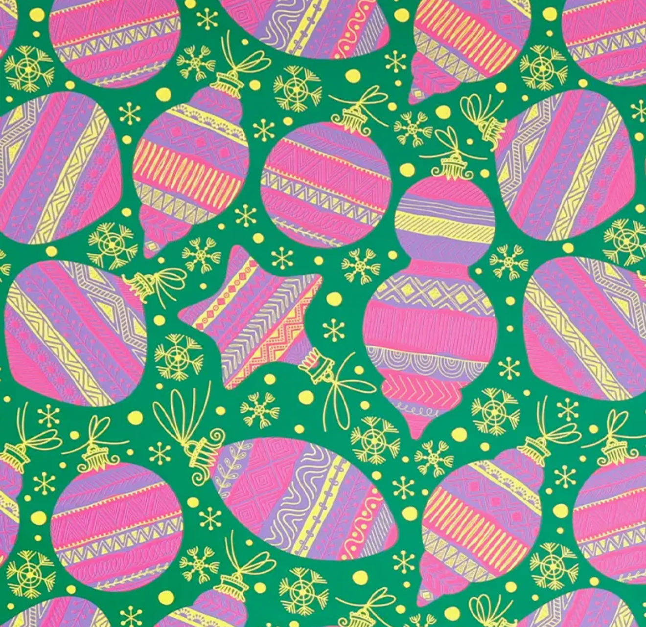 Modern Pink Christmas Ornaments Wrapping Paper Roll