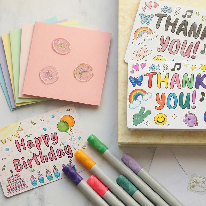 Colour-In Birthday Cards with Envelopes – Pack of 6