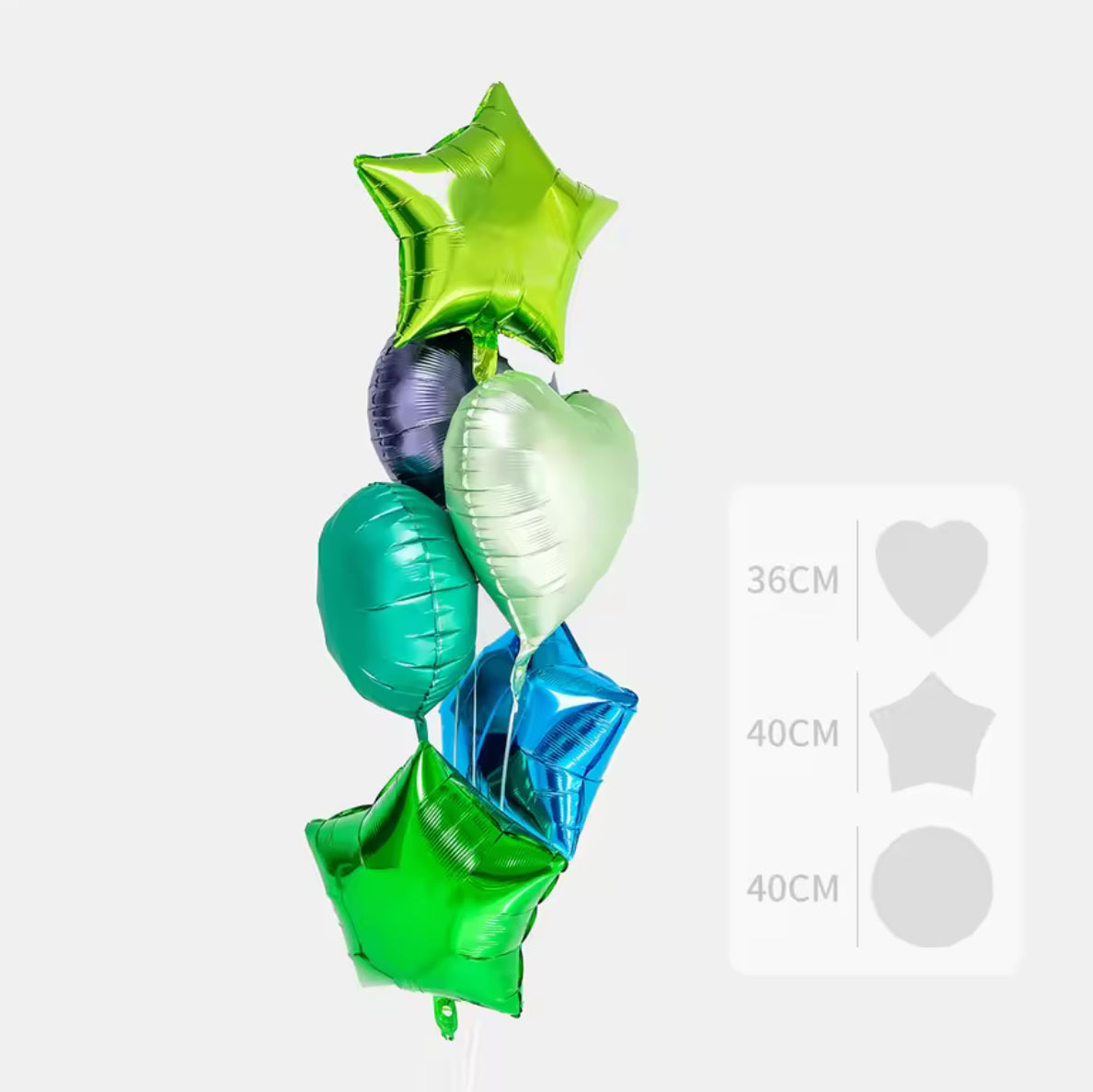 Foil Balloon Bouquet - 6 x 18" Heart Star Circle Balloons | Party Decorations