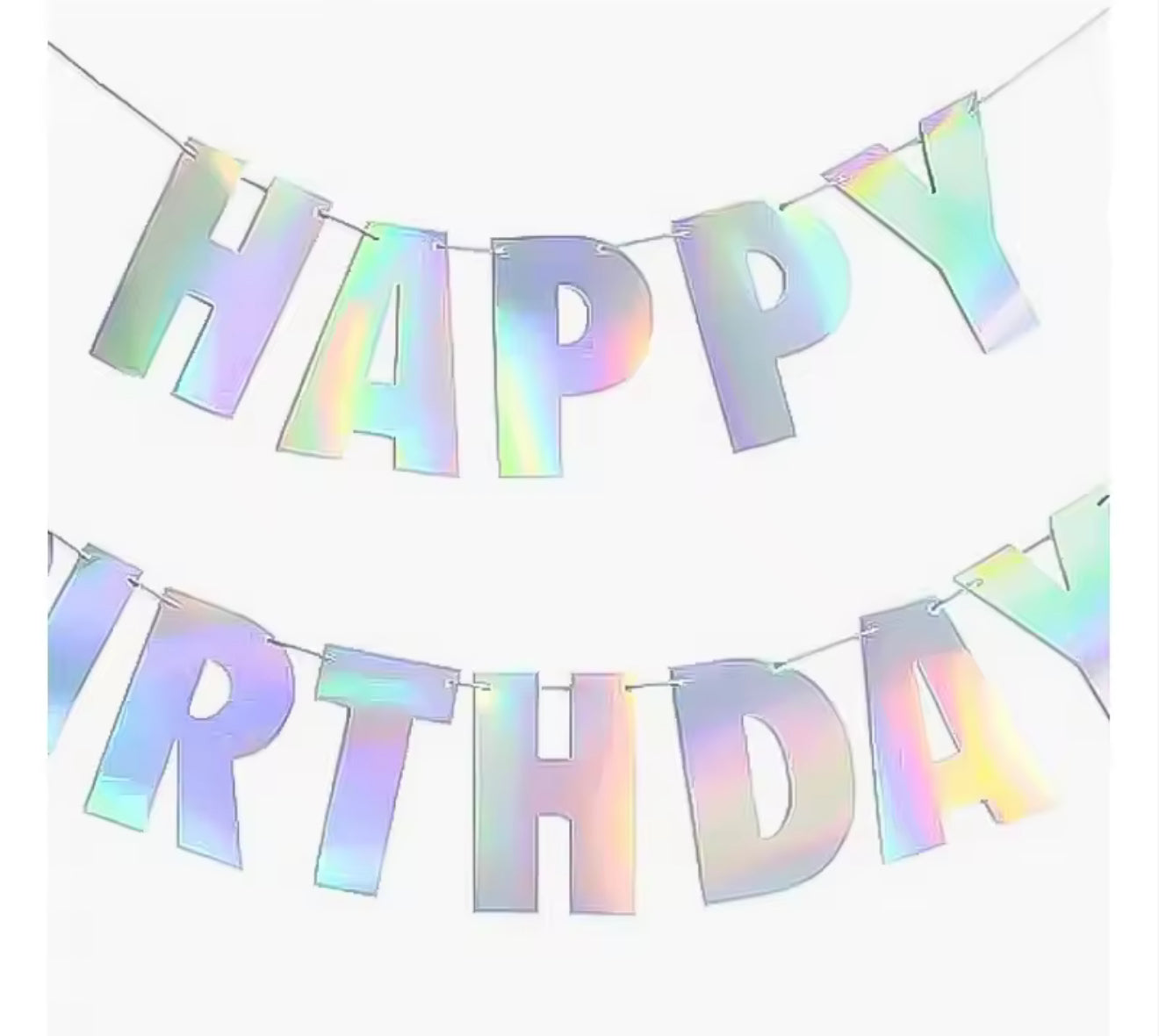 Iridescent Happy Birthday Letter Banner