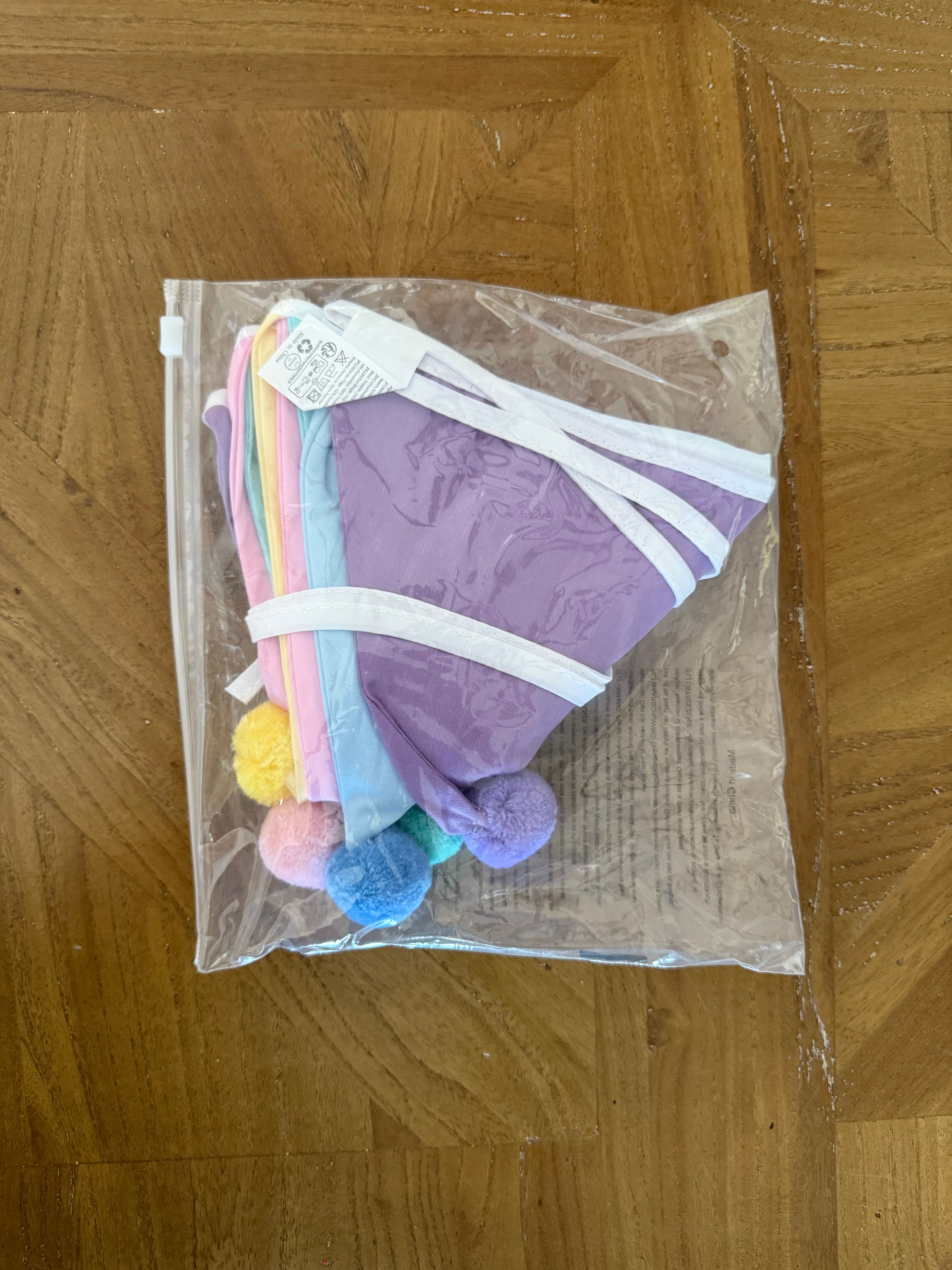 Colourful cotton bunting with pom poms 3.2m