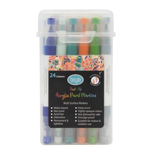 Acrylic Marker Dual Tip with Storage Case 24pk