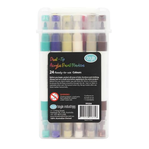 Acrylic Marker Dual Tip with Storage Case 24pk