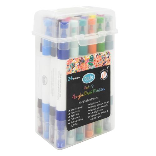 Acrylic Marker Dual Tip with Storage Case 24pk