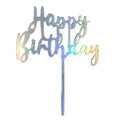 Iridescent Happy birthday cake topper by Alpen Occasions, reusable party decor Australia 
