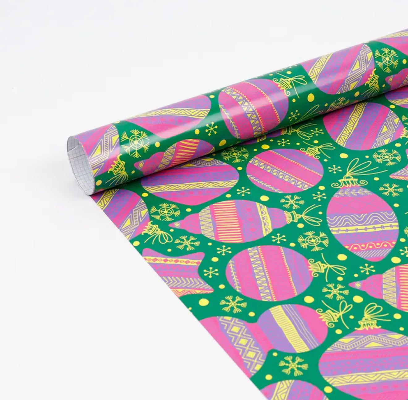 Modern Pink Christmas Ornaments Wrapping Paper Roll