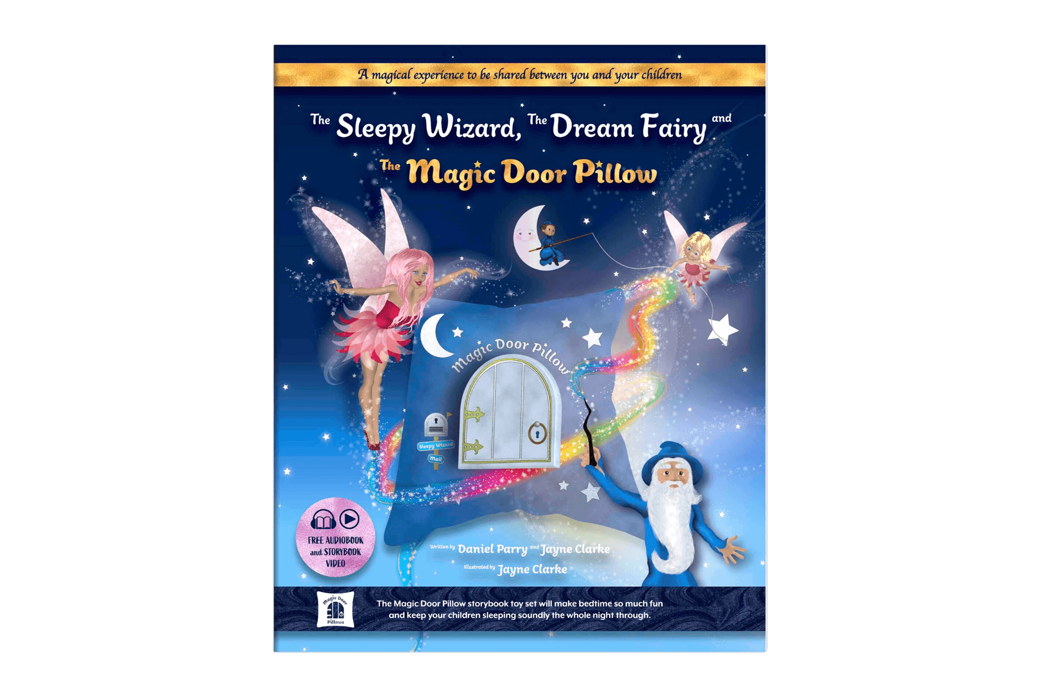 Magical Australian bedtime story, illustration of fairies and wizards with a night sky 