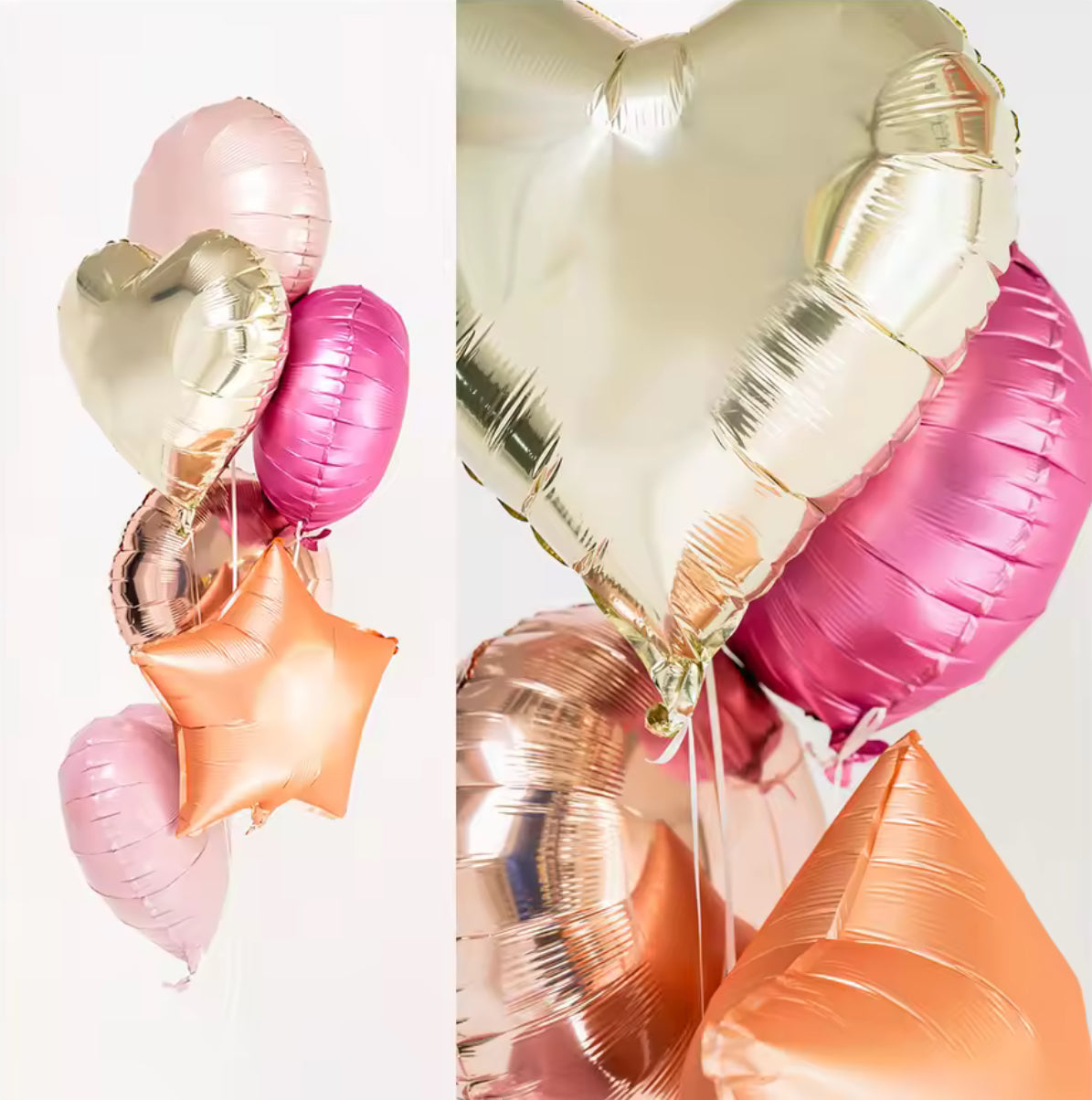 Foil Balloon Bouquet - 6 x 18" Heart Star Circle Balloons | Party Decorations