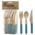 Wooden cutlery blue, disposable, home compostable, biodegradable, eco partyware, boys party decor, gender reveal cake 