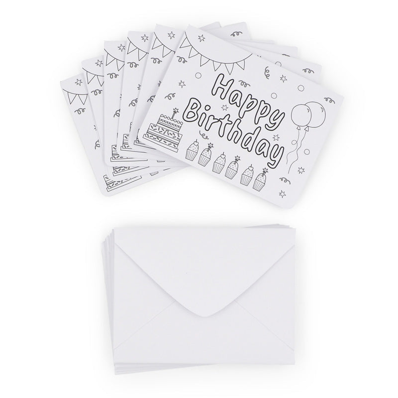 Colour-In Birthday Cards with Envelopes – Pack of 6