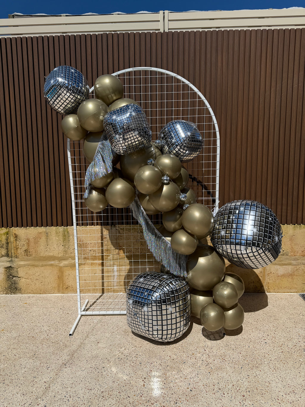 Small Gold Reusable 3-Balloon Balloon Cluster by Evergarland