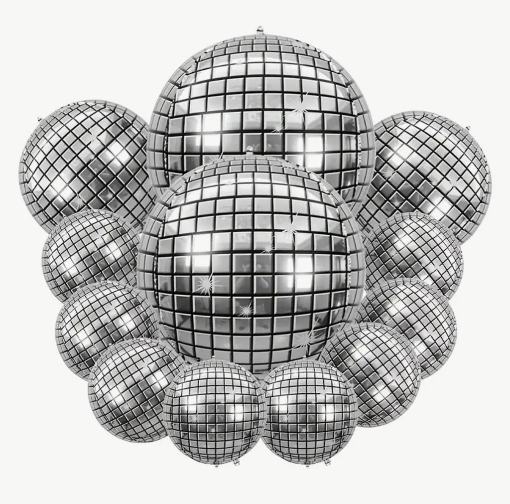12 x Disco Ball Foil Balloons