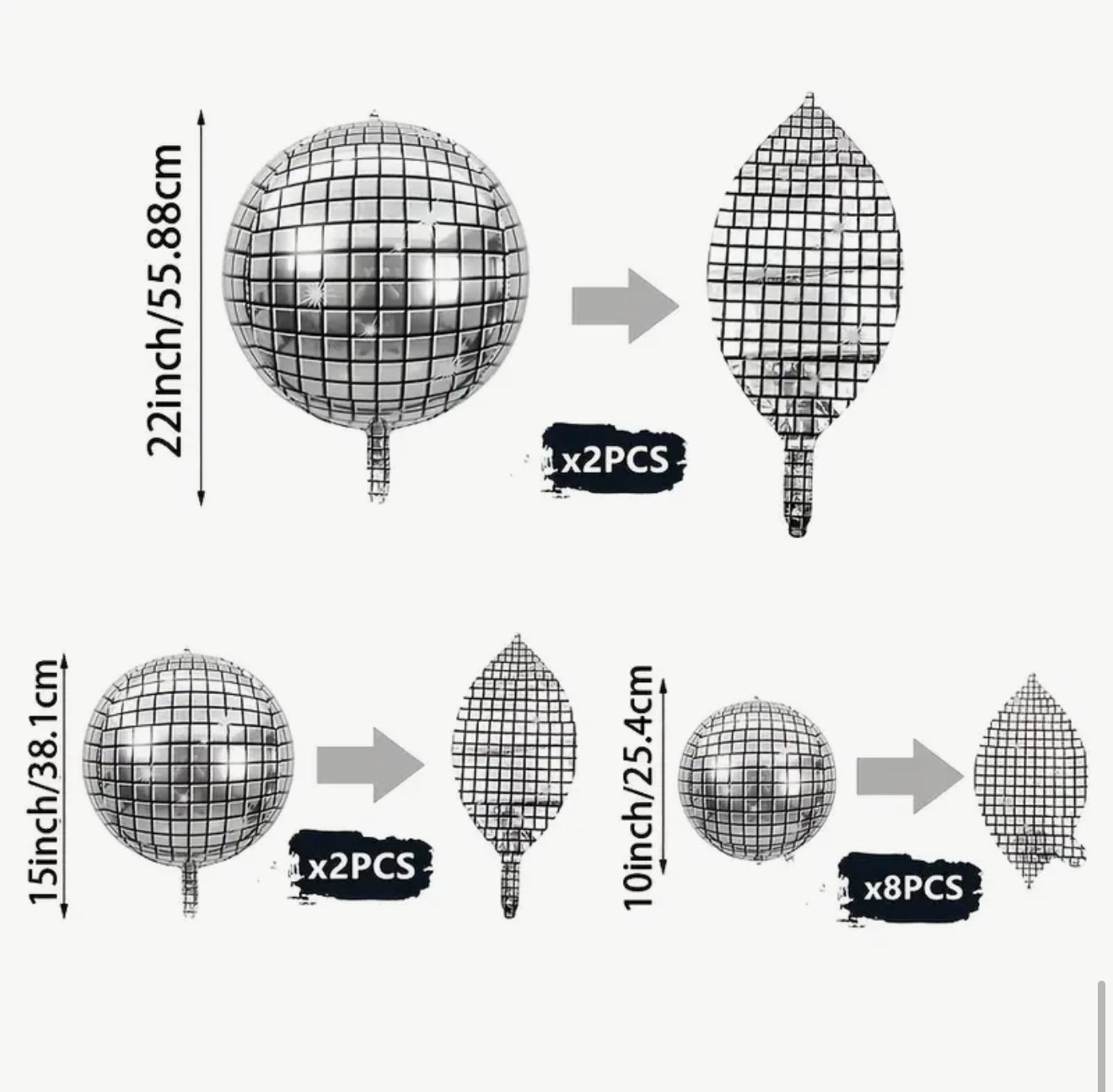 12 x Disco Ball Foil Balloons