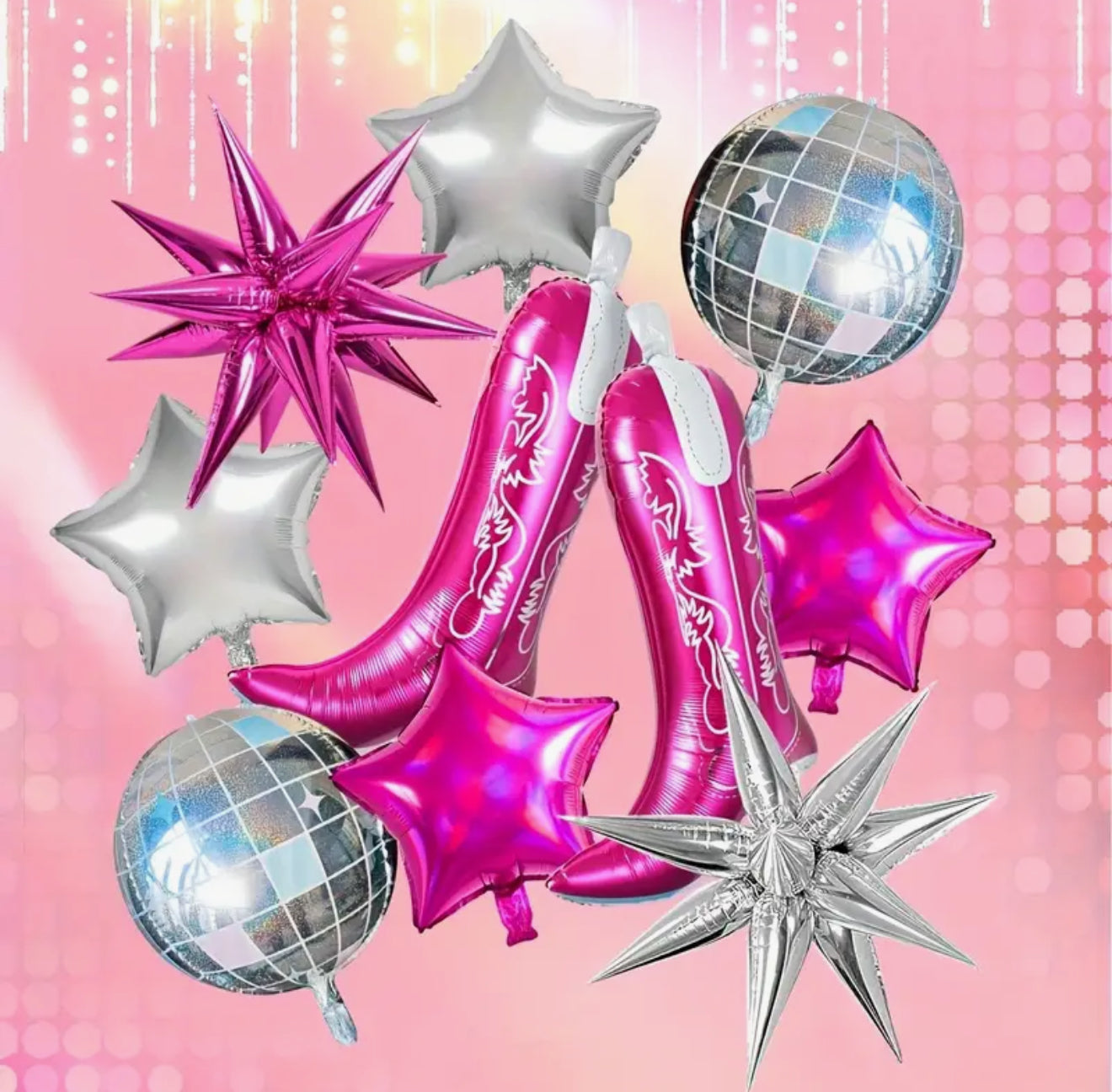 Cowgirl Theme Foil Balloon Kit 12 Pieces