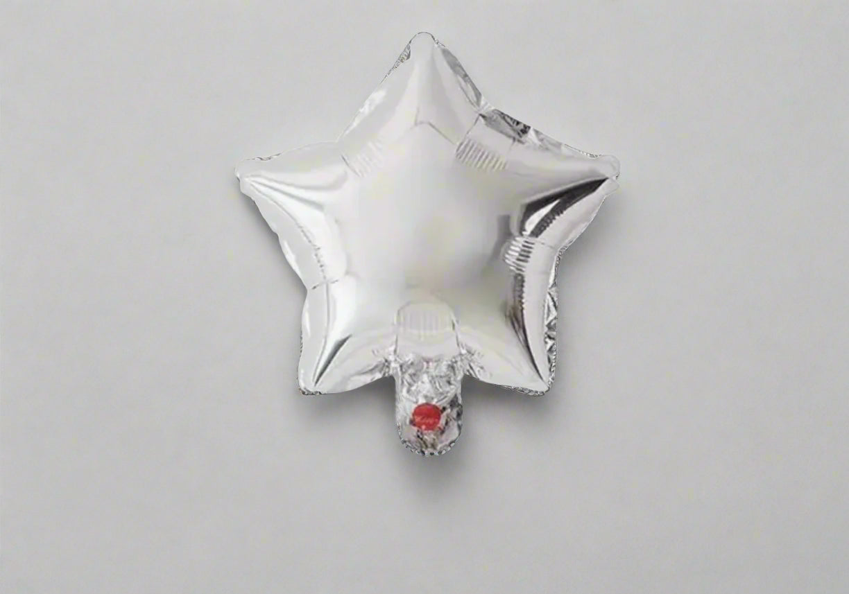 5 x Silver Star Foil Balloons