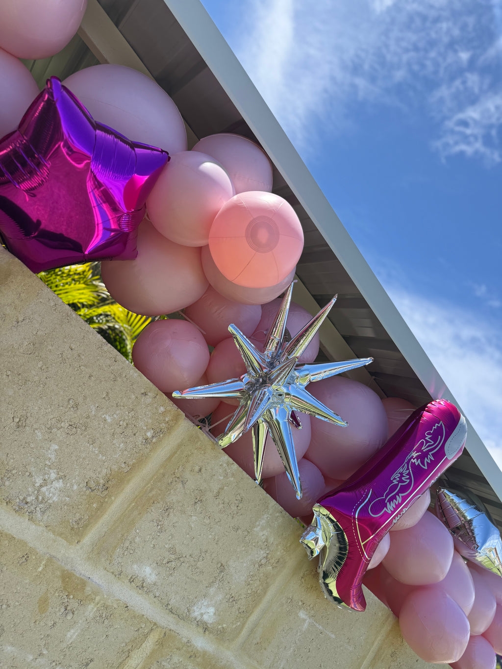 Large Pink Reusable 7-Balloon Balloon Cluster by Evergarland