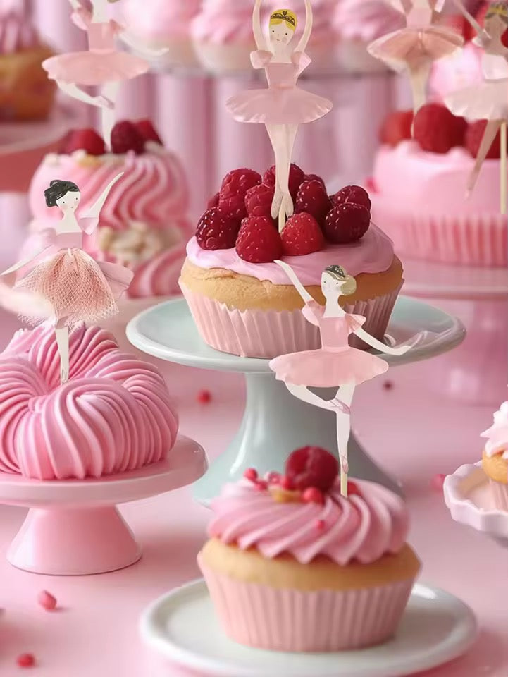 12 Ballerina Cupcake Toppers with Tulle Detail on the Tutus