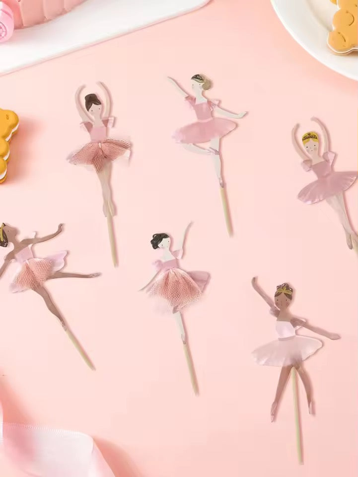 12 Ballerina Cupcake Toppers with Tulle Detail on the Tutus