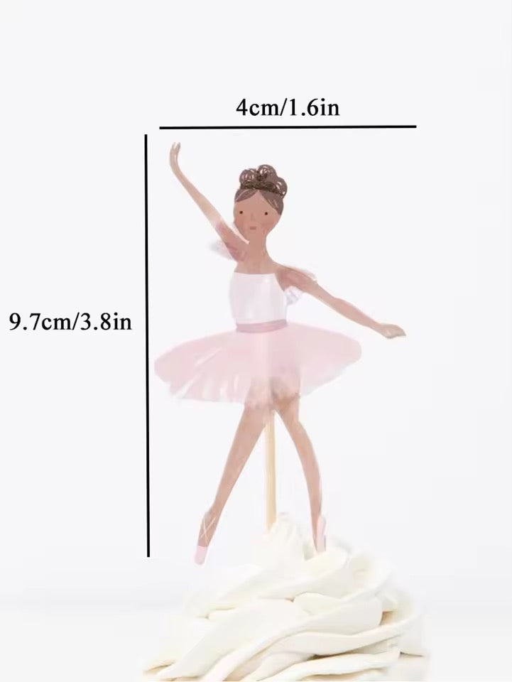 12 Ballerina Cupcake Toppers with Tulle Detail on the Tutus