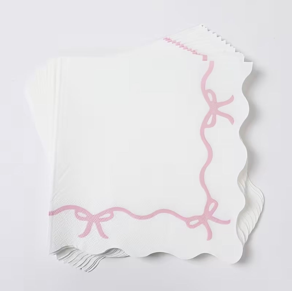 16 Pink Bow Napkins