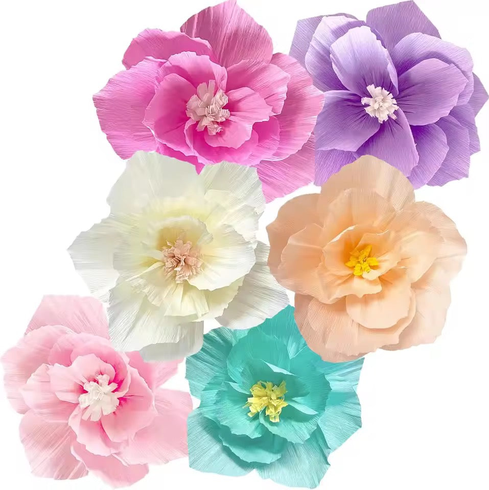 6 Crepe Paper Flowers