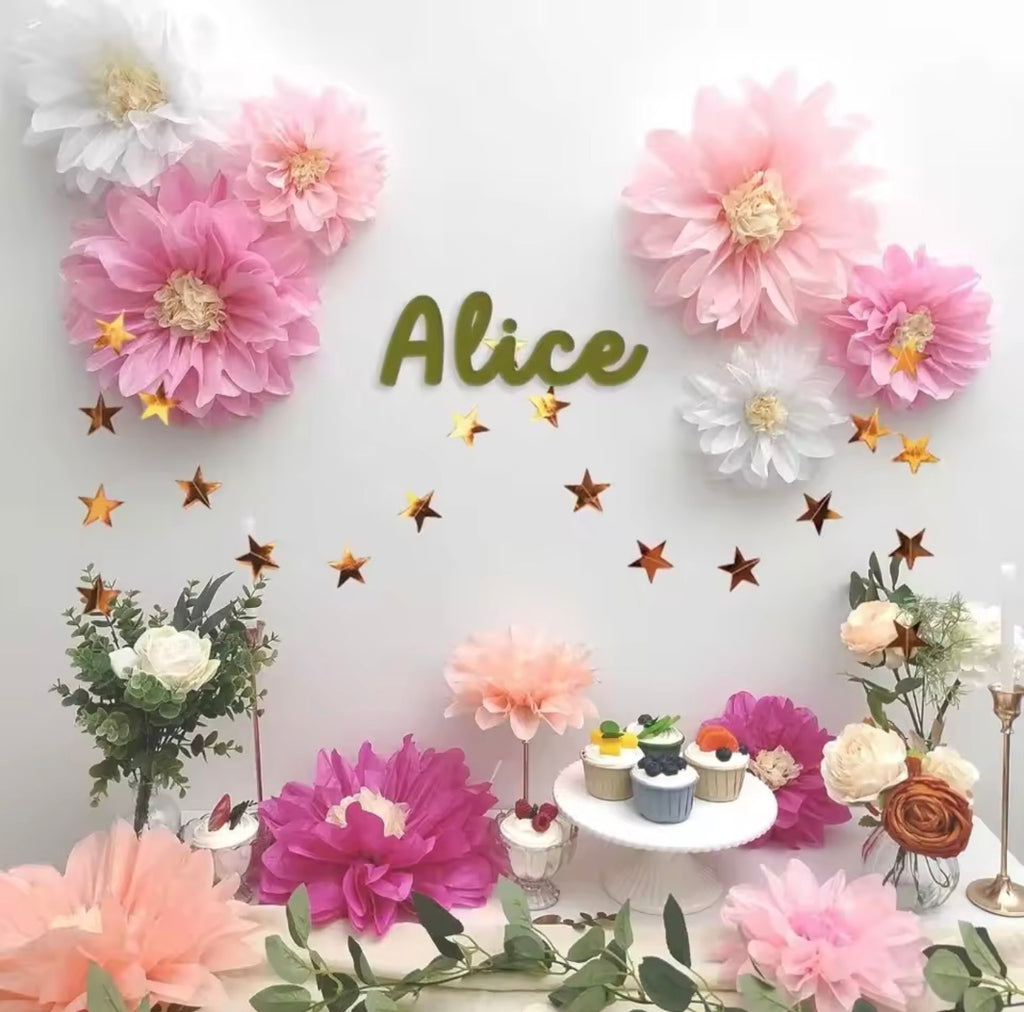 12 Tissue Paper Pom Pom Flowers