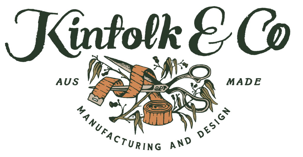 Kinfolk and co logo, Australian made 