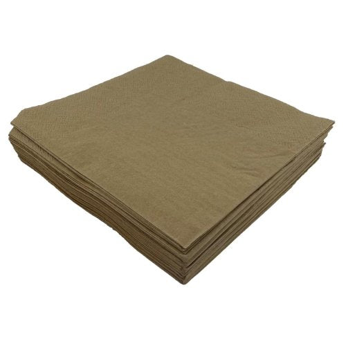 Kraft Cocktail Napkins 25x25cm 2ply Pack of 50
