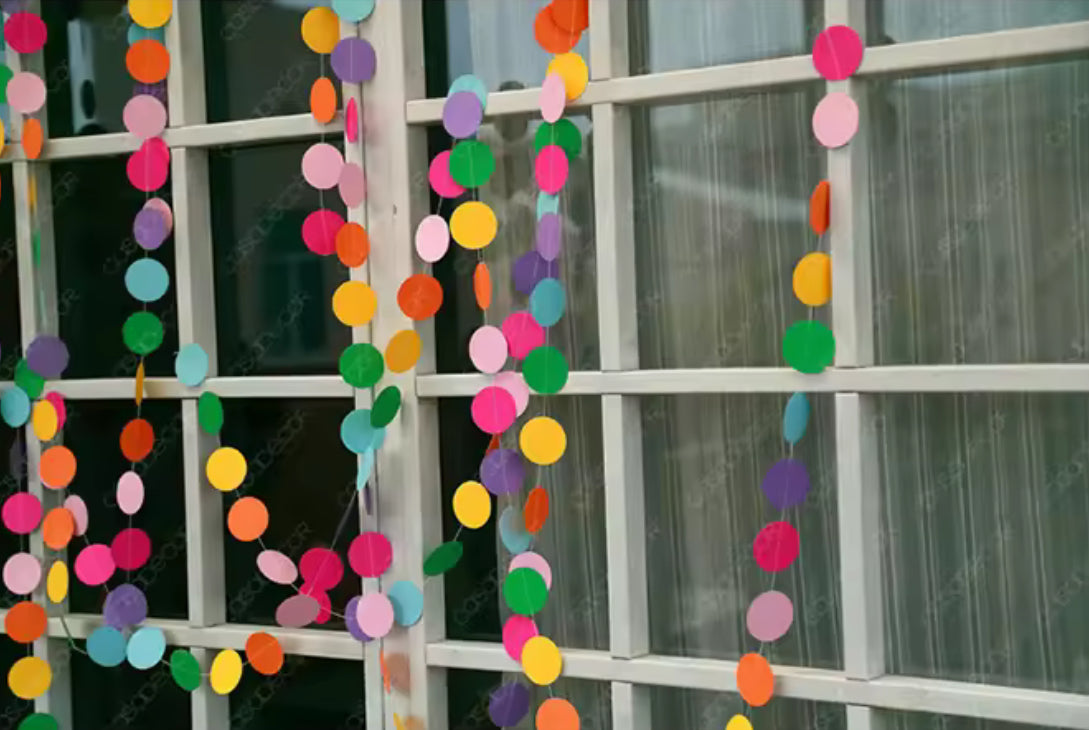 Multicoloured Paper Circle Garland 4m