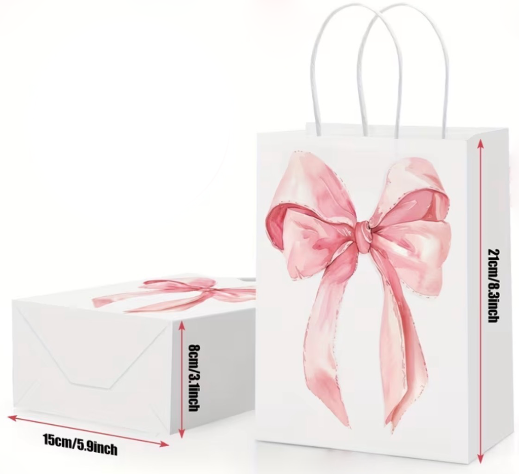 16 Pink Bow Party Bags