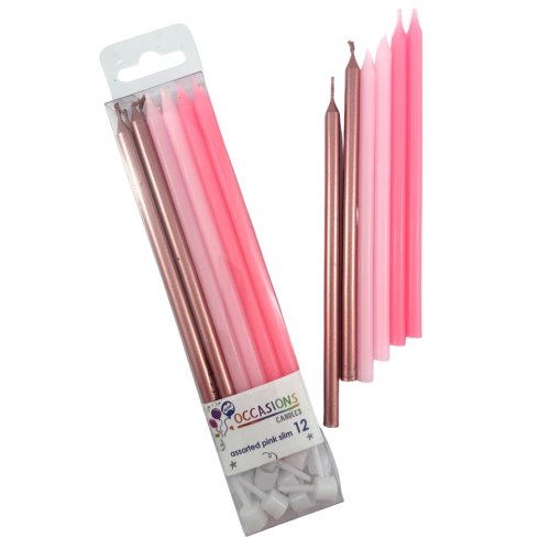 Rose gold birthday candles, pink candles for birthday cake, cheap party supplies Australia