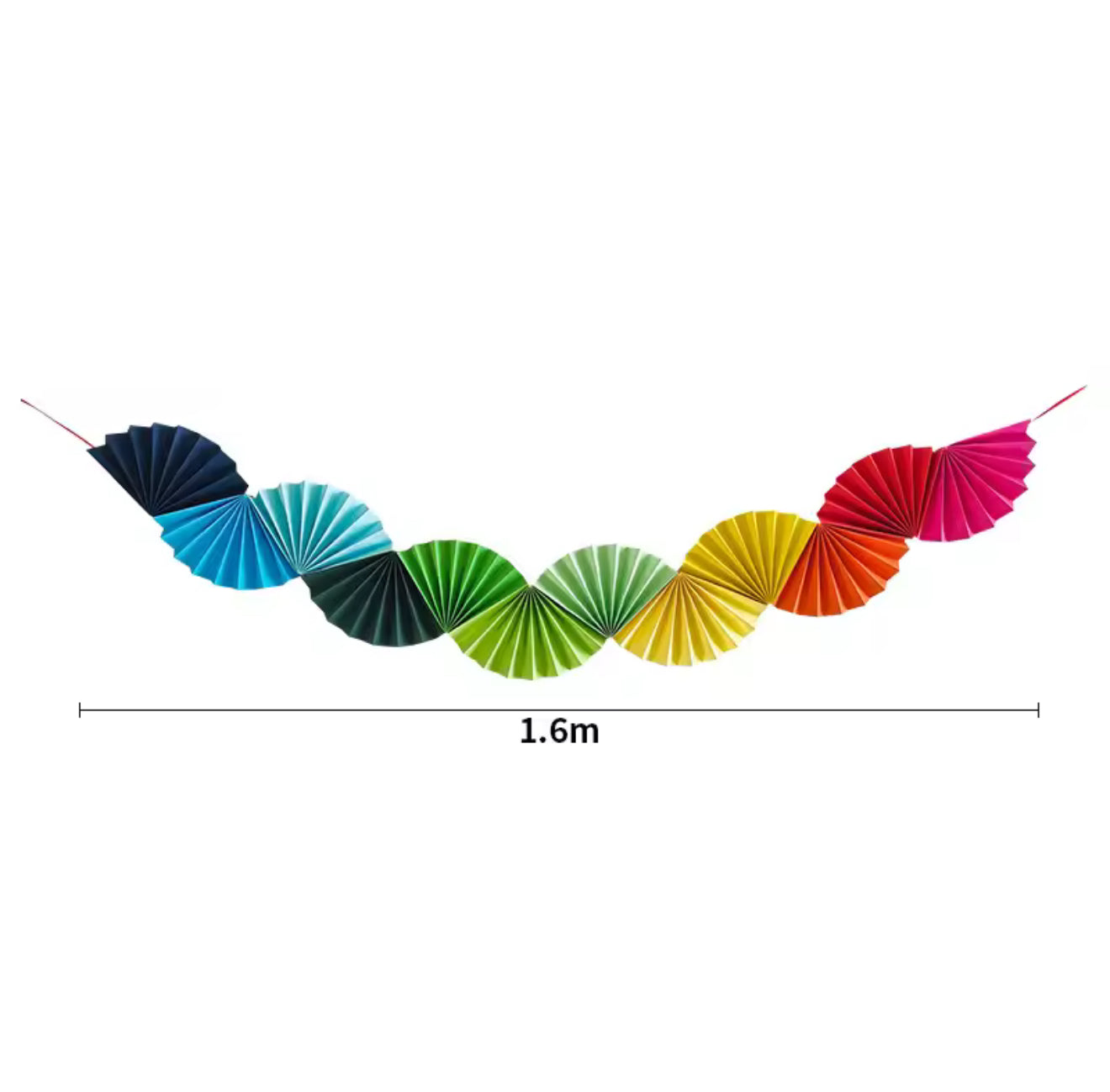 Rainbow Paper Fan Garland 1.6m